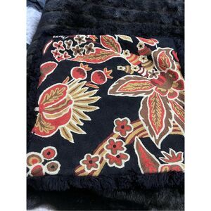 Vintage ARHAUS Decorator Pillow Sham Jacobian Orange Embroidery Black velvet